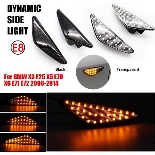 2Pcs/Lot Dynamic LED Turn Signal Lamp Side Fender Marker Indicator Sequential Light For BMW X3 F25 X5 E70 X6 E71 E72 2008-2014