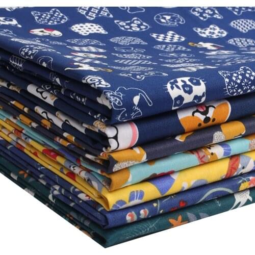 Cotton Fabric By The Meter Cartoon Animals Printed Diy Dress Home Textile Product Decoration Materials Sewing Suppplies 45*150cm
