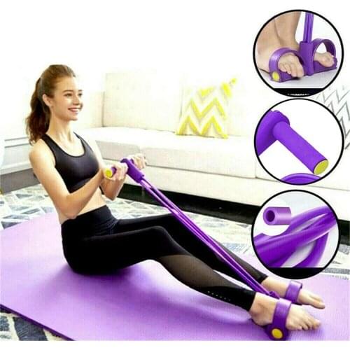 TPE Multi-function Leg Tummy Training Foot Sit-Up Pedal Rally Fitness Pull Rope Exercise Equipments 4 Tubes Resistance Bands