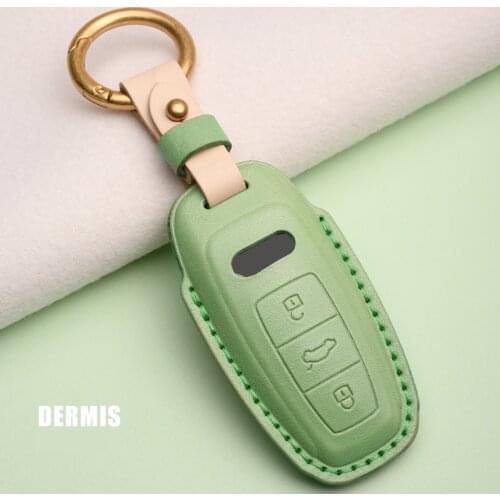 Genuine Leather Key Fob Protector Cover Case For Audi A4L A6 A7 A5 A8 Q5 2019 2020 Keyfob Smart Sport Protector Auto Accessories