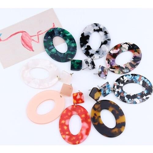 Bohemian Acrylic Round Drop Earrings For Women Fashion Jewelry Female Boho Multicolor Resin Dangle Earring Statement Brincos