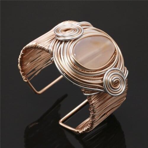 Trendy Flower Rhinestone Pearl Charm Wrap Bracelets & Bangles For Women Bangle Metal Weave Female Gift Jewelry