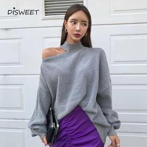 Fashion Hollow Turtleneck Sweater Woman Korean Long Sleeve Loose Knit Sweater Ladies Simple Slim Solid Womens Sweater 2020