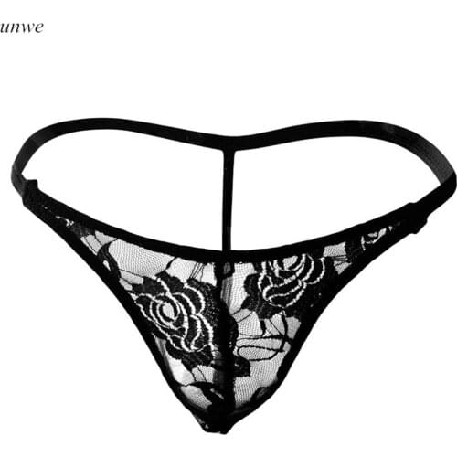 1pcs Sexy Men Lace Thong Sissy Penis Pouch Panties See Through Men Sexy G-string Underwear