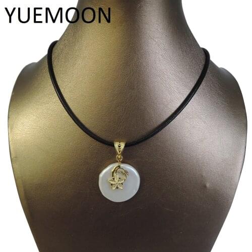 100% nature freshwater pearl pendant necklace ,REAL LEATHER chain-25-30 mm big coin shape baroque pearl,in silver and gold