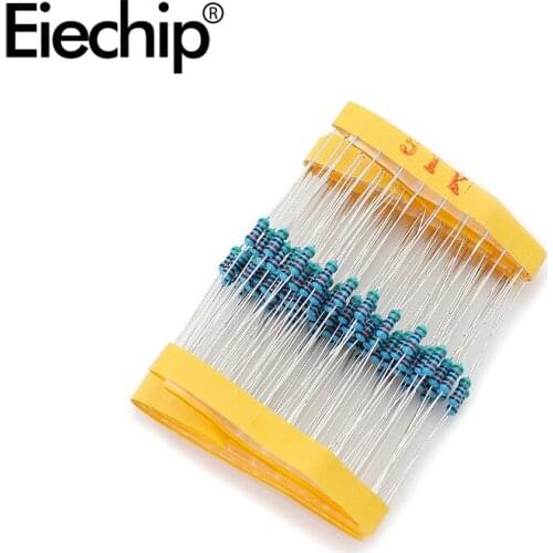 100pcs/lot 1/4W 1% Metal film resistor 0.25W resistance 51K ohm Throught Hole