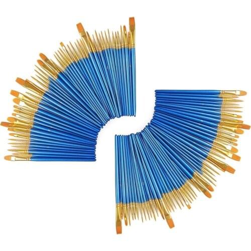 100 Pieces Paint Brush Set Professional Paint Brushes Artist for Watercolor Oil Acrylic Painting (10-Pack 100PCS)