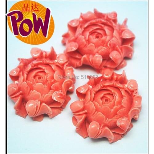 Hot New oping pink flower with hole charms beads accessories size 38x32mm 3 pieces lot