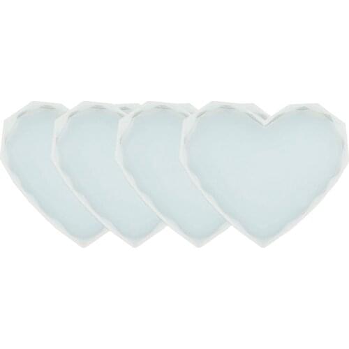 4 Pack Heart Coaster Resin Molds,Diamond Edge Square Coaster Molds for Resin Casting, Epoxy Resin Silicone Tray Mold