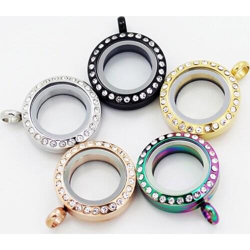 5pcs/lot 20mm Stainless Steel Good Quality DIY Glass Locket Rhinestone Twisted Pendant for Necklace