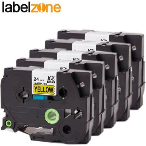 5pcs/lot 24mmX8m Tz651 Tze-651 Tze651 Tz651 Black on Yellow for P-touch Label Printer Label Maker Ribbon Tape Cartridge Tape