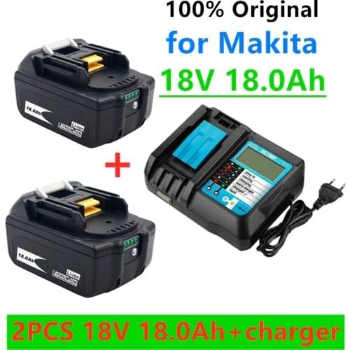 100% BL1860 Rechargeable Battery 18 V 18000mAh Lithium ion for Makita 18v Battery BL1840 BL1850 BL1830 BL1860B LXT 400+Charger