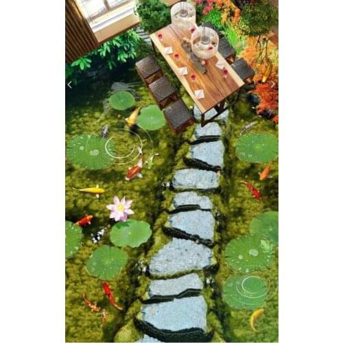 Free shipping 3D Custom pond stones path view Wall Sticker starfishs Bathroom Flooring Painting Photo Wallpaper for Walls 3d