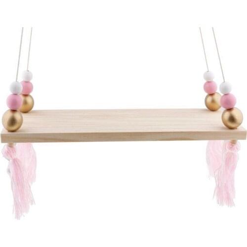 NHBR Wooden Wall Shelf Hanging Tassel Children Bebe Nordic Style Wall Frame