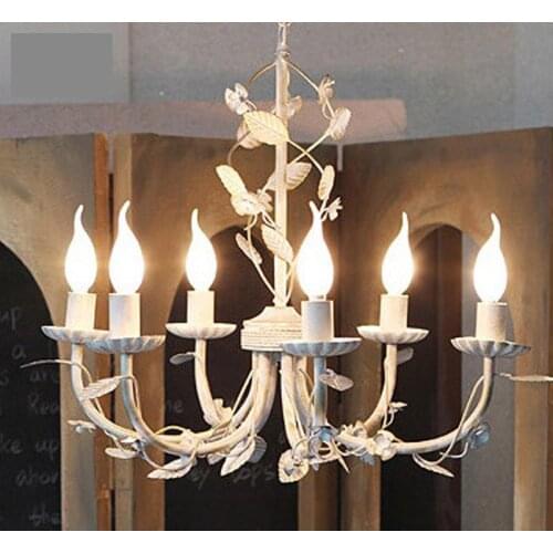 French Garden Chandelier Lighting Nordic style Iron Art Chandeliers Ceiling Retro Dining Room lights Kids Room Bedroom led lamp