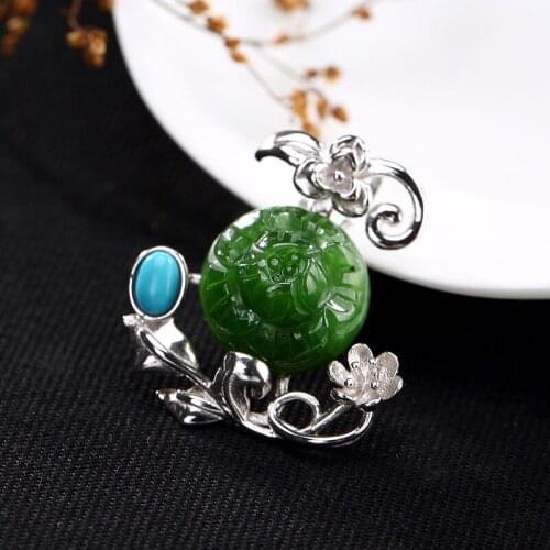 2018 Hot Sale Jasper Slide S925 Pure Natural Hetian Lotus Flower Long Fashion Top Chain Sweater Female Pendant Wholesale