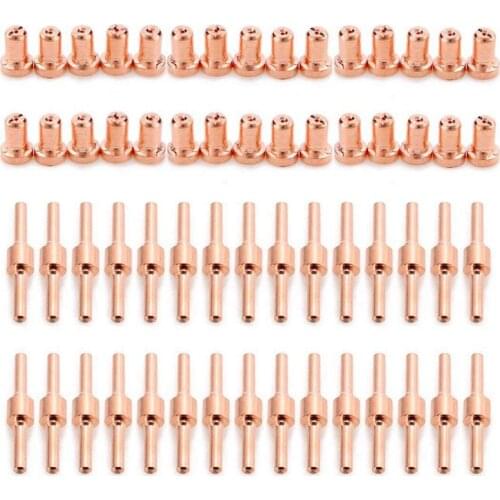 Hot 60pcs Red Copper Extended Long Plasma Cutter Tip Electrodes&Nozzles Kit Consumable For PT31 LG40 40A Cutting Welder Torch