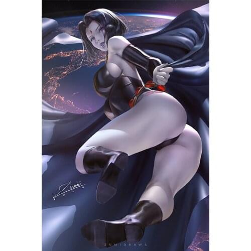 Anime Game Sexy Outer Space Super Woman Canvas Posters and Prints Custom Wall Art Hanging Pictures Decoration Painting for Room