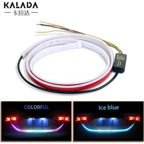 Kalada 120cm Car Led Strip Lights Auto Flowing Waterproof LED For Trunk Caution Running Turn Signal Colorful RGB Brake Lamp 12V