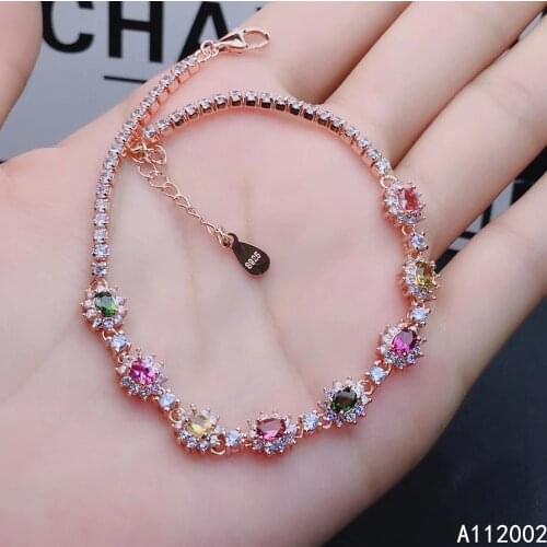 KJJEAXCMY fine jewelry natural Tourmaline 925 sterling silver new women gemstone hand bracelet support test popular luxury