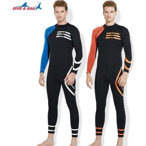 Mens Premium Neoprene 3mm Zipper Diving Suit Wet Suit Orange/Black Blocking Full Body Jumpsuit Blue Black Orange Printed