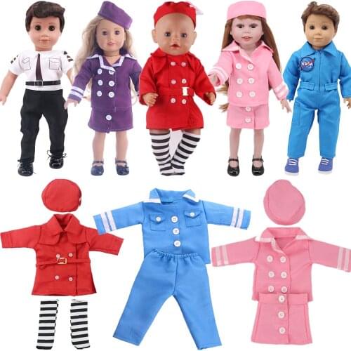 Doll Clothes Flight Attendant Suit For 18 Inch American Doll Girls&Logan Boy&43 Cm New Reborn Baby Accessories,Our Generation