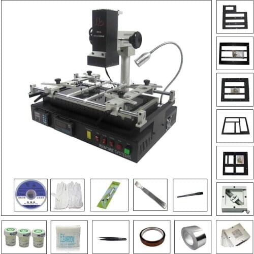 LY IR8500 BGA rework station with 23PCS heating stencils reballing station tweezers ps3 jig vacuum pen