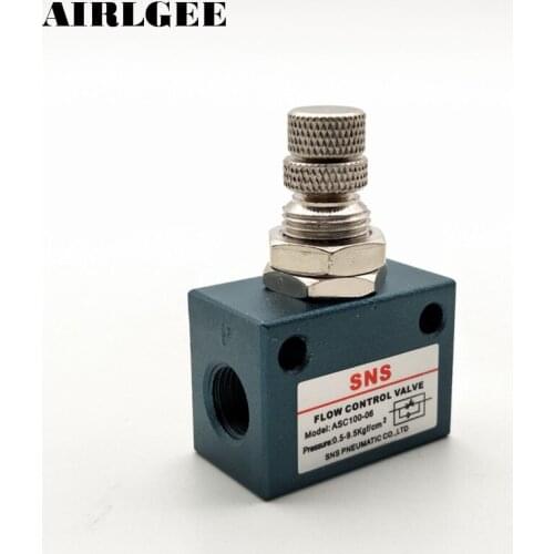 M5 1/8"PT 1/4"PT 3/8"PT 1/2"PT Female Thread Pneumatic Flow Control Valve One-way throttle valve ASC100-M5/06 200-08 300-10/15