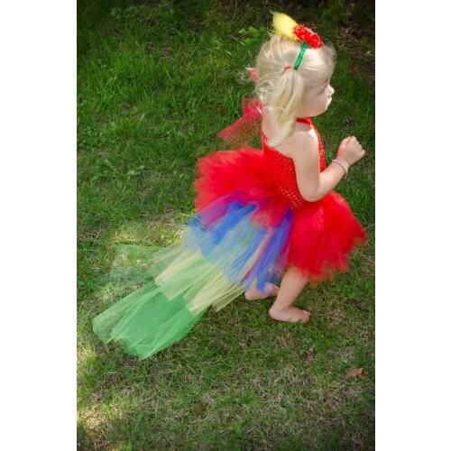 Cute Girls Colorful Tail Tutu Dress Baby Fluffy Layers Crochet Tulle Ballet Tutus with Flower Headband Kids Birthday Party Dress