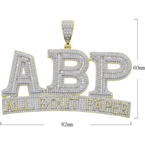 2021 Wholesale Ice Out Bling 5A Cubic Zirconia CZ Letter ABP Pendant Necklaces for men boy Hip Hop wedding charm Choker Jewelry