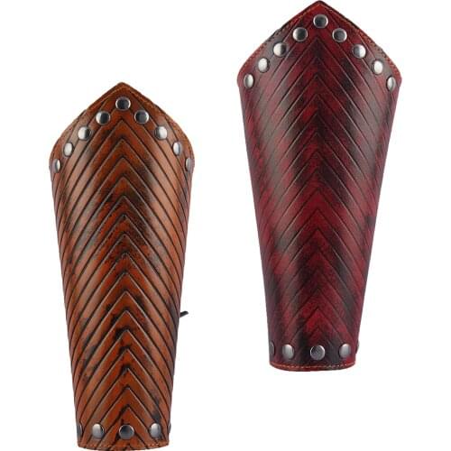 Punk Ancient Gothic Mens Leather Wrist Bracer with Embossing Arrows Guards Arm Protector Halloween Medieval Knight Cosplay