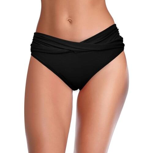 New Twisted Front Panties Womens Black Bikini Bottoms Middle Waist Swim Briefs Summer Beach Shorts majtki damskie трусы женские