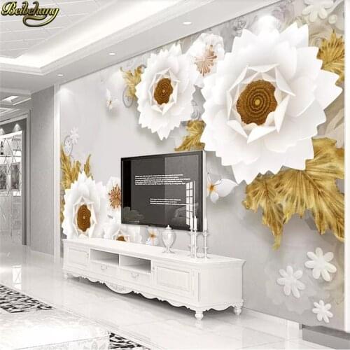 Beibehang papel de parede Custom wallpaper mural 3D embossed flowers European retro jewelry TV background wall 3d wallpaper