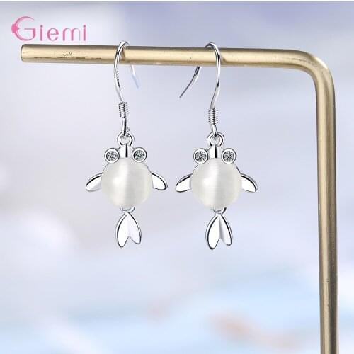 Beautiful Exquisite Latest Model Elegant High Quality 925 Sterling Silver Fish Shape Earrings For Women Jewelry Accessory