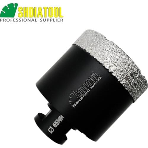 SHDIATOOL 1pc 65mm Vacuum Brazed Diamond Dry Drilling Bits M14 Thread For Porcelain Tile Granite Marble Stone Hole Saw