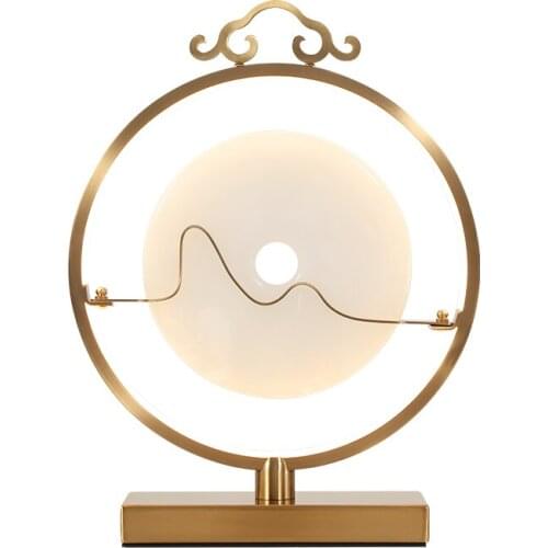 Light luxury modern new Chinese creative designer showroom hotel lobby living room bedroom study simple jade table lamp