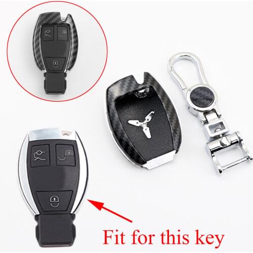 Carbon Fiber Texture Remote 2/3 Buttons Key Case Fob Holder Bag Shell Cover Trim Fit For Benz A B C E S M G R Class Accessories