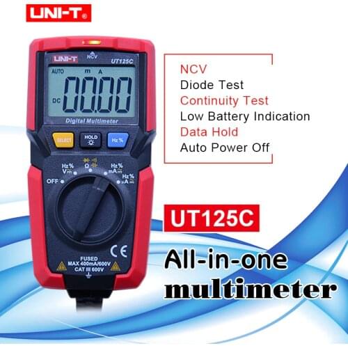 UNI-T UT125C Digital Multimeter Pocket Size Resistor Capacitor Frequency Diode NCV Test DC/AC voltage DC/AC current measurement