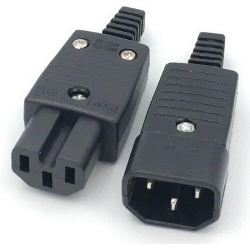 Universal Black 10A 250V electrical AC power cord adaptor IEC320 C14 C15 battery-free welding plug socket convertor WD-09 WD-10