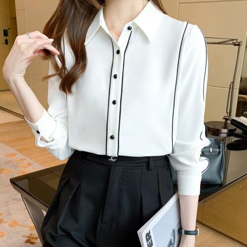 Fashion office ladies bottoming shirts Womens Blouses 2021 Spring Autumn Long Sleeve Shirts Tops Blusas Mujer