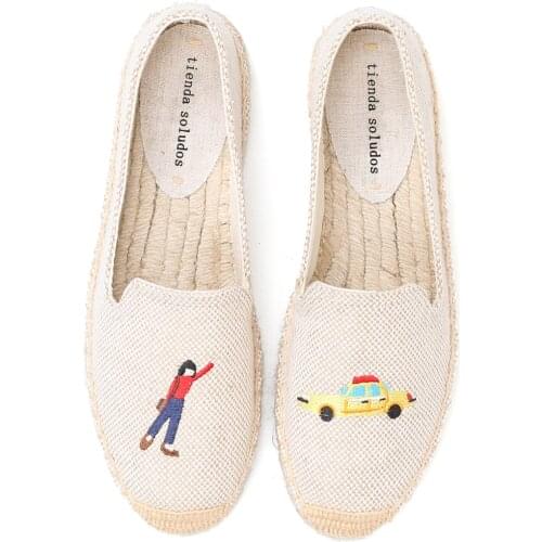 2021 Top Fashion Real Loafers Sapatos Espadrilles For Womens Shoes Breathable Flax Hemp For Girls Lady Casual Rubber Outsole