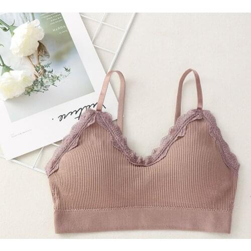 Ladies Shoulder Strap Adjustable Thread Lace Wrapped Chest Girl Vest Sleep Bras Underwear