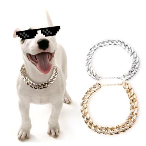 Gold dog collar chain Pet Jewelry Photo Props Dog Accessories 37CM for Small Large Dogs