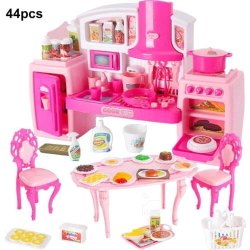1 Set Play Pretend Kitchen Toy Decorative Sounding Colorful Lighting Dollhouse Mini Kitchen Play House Game Toy Suit for Kids