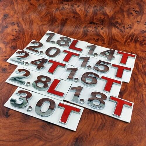 1 Pcs 3D Metal 1.6T 1.8T 2.0T 2.8T 3.0T Logo Car Stickers Emblem Badge Decals For Mazda KIA Renault TOYOTA BMW Ford Car Styling