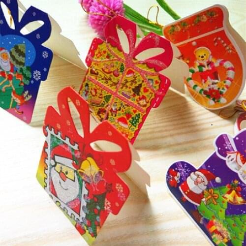 100PCS Christmas Gift Box Shape Merry Christmas Paper Card Gift Label Tag DIY Gift Card Christmas Supplieschrismas