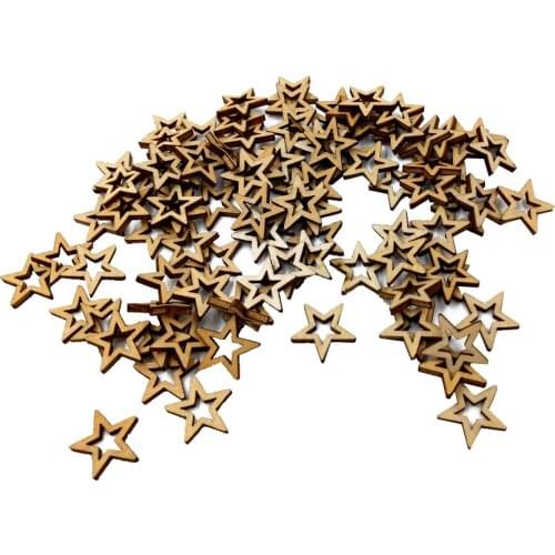 200x Unfinished Wooden Shape Star Embellishment for Scrapbooking Craft for party/classroom board kids crafts 10/20mm