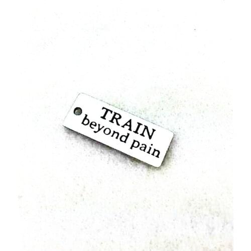 Abadon Antique Silver Plated Two Side Engraved Message Train Beyond Pain Charm Inspire Jewelry