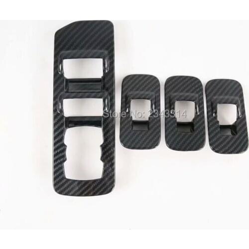 Car Door Armrest Panel Cover Window Glass Lift Switch Button Trims For Ford Raptor F150 2017-2020 ABS Carbon Fiber Accessories