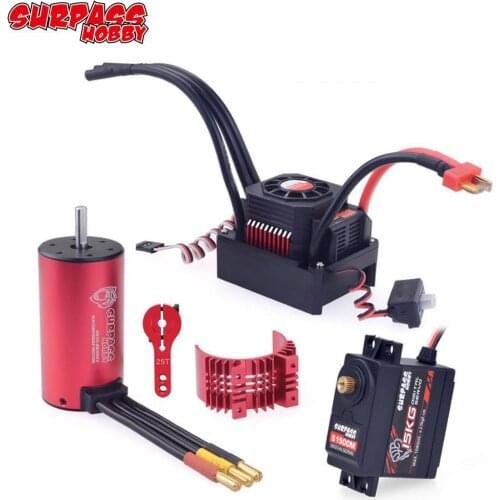 Surpass Hobby 3670 2850KV 2650KV Brushless Motor w/120A ESC 15KG Digital Metal Gear Servo for 1/10 1/8 RC Buggy Monster Car